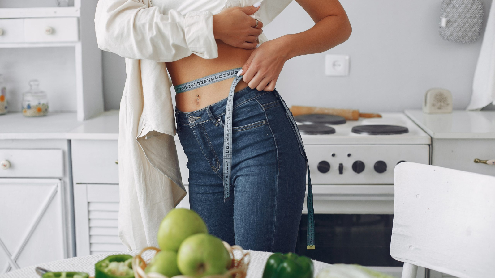 Healthy eating. Dieting and people concept. Blonde with a vegetable.
