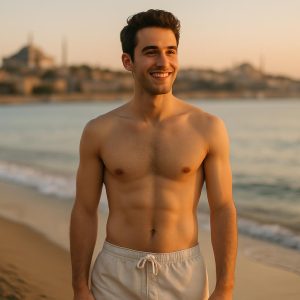 Male chest contouring results Istanbul Turkey clinic setting