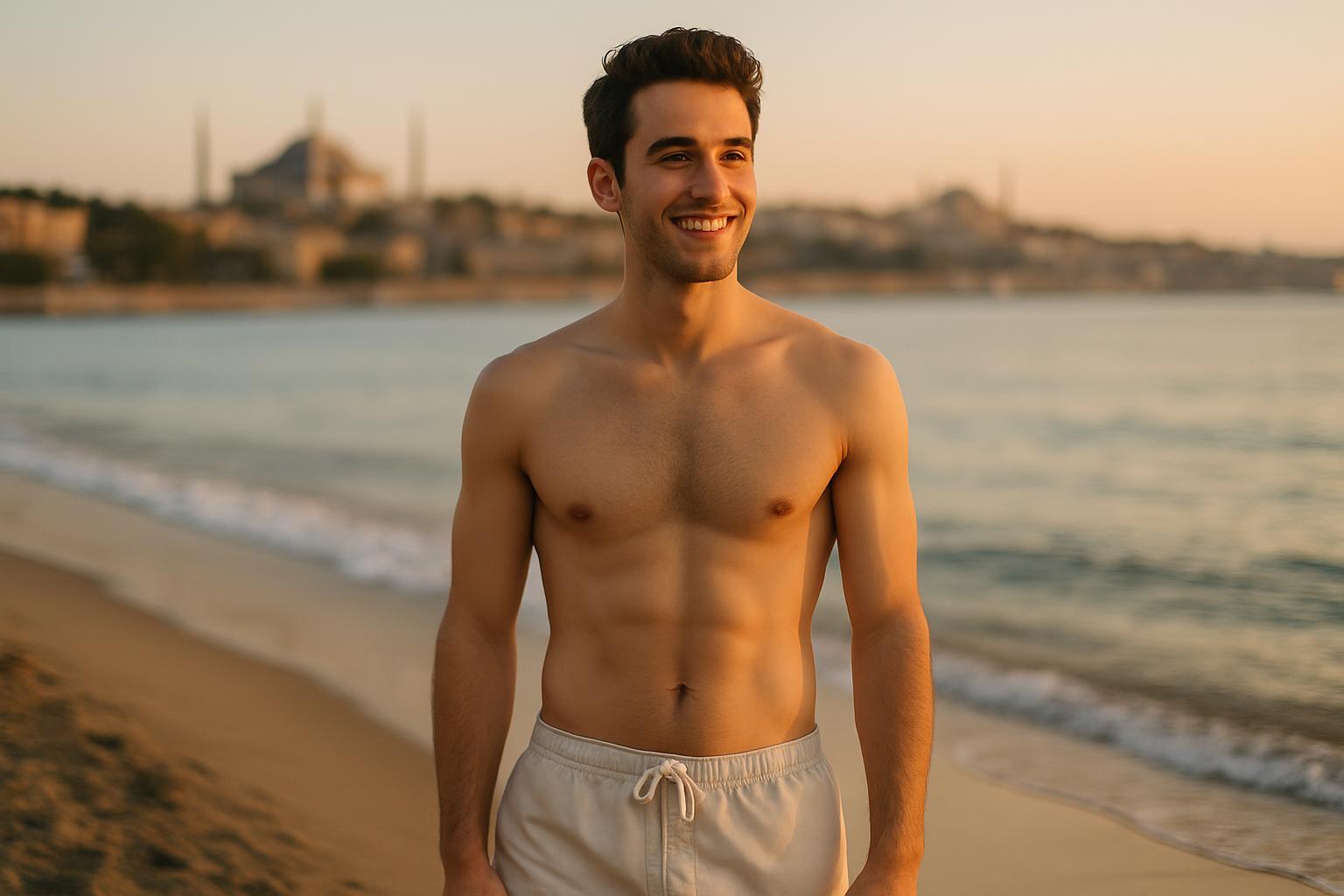 Male chest contouring results Istanbul Turkey clinic setting