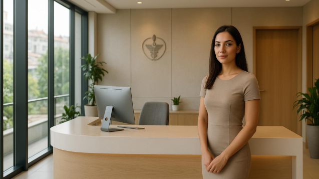 Patient arriving at a Turkish clinic for BBL surgery day, relaxed and ready