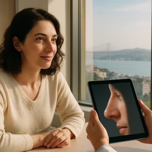 Patient consulting with surgeon about rhinoplasty recovery timeline in Istanbul clinic
