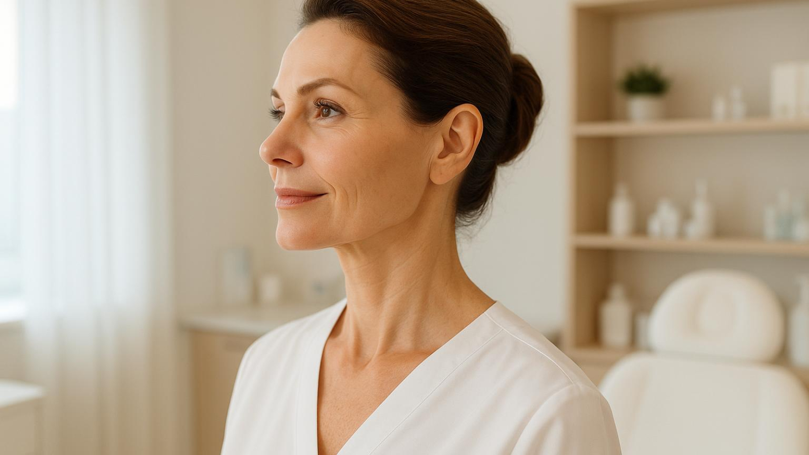 Patient showcasing natural neck lift J‑Plasma results in Turkey clinic setting