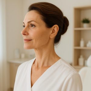 Patient showcasing natural neck lift J‑Plasma results in Turkey clinic setting